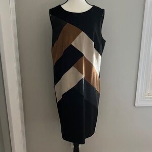 Chico's Black Dress with Gold and Cream Accents